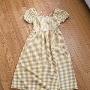 Yellow Gingham woman Dress